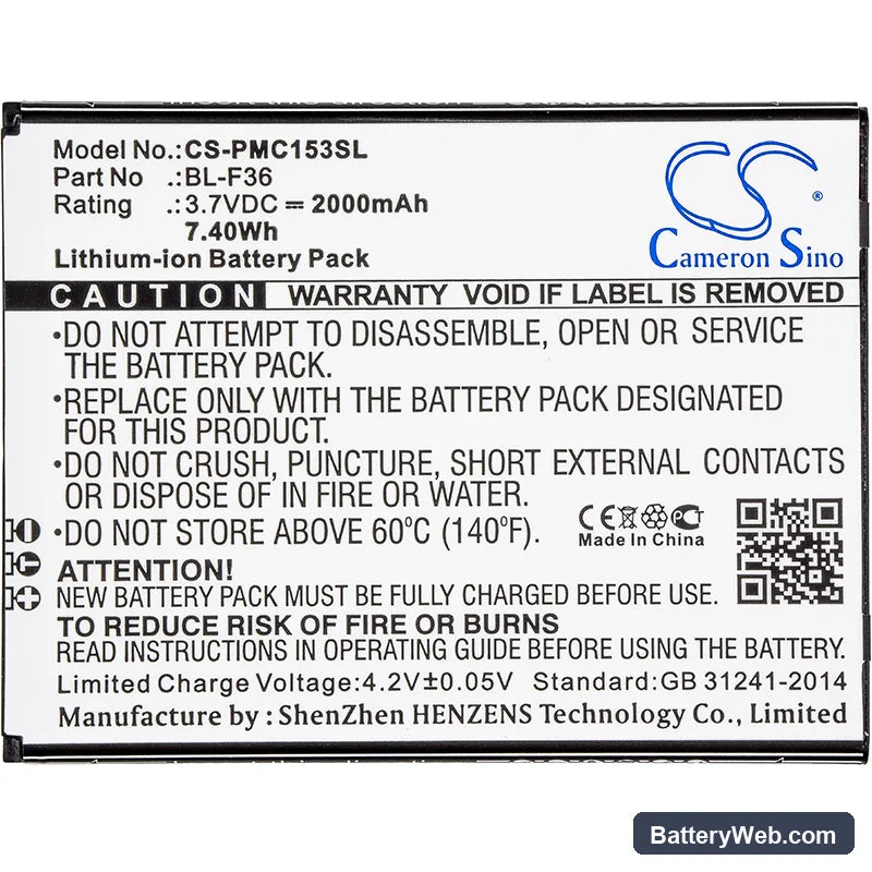 PHICOMM C1530L Replacement Battery, 3.7V, 2000mAh, Li-ion 3