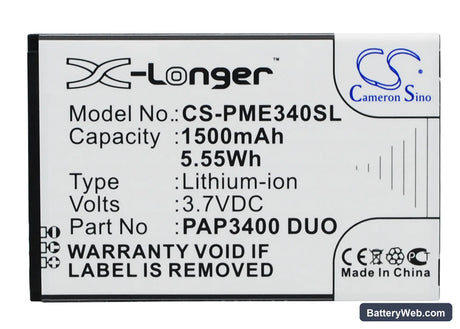 Prestigio MultiPhone 3400 Duo Replacement Battery, 3.7V, 1500mAh, Li-ion 1