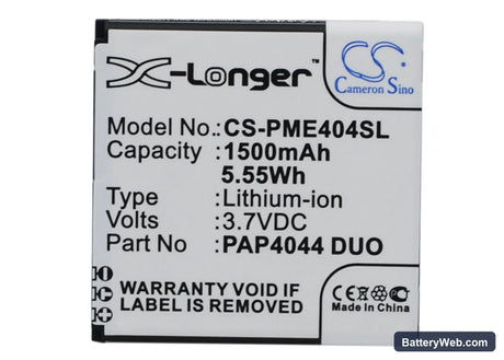 Prestigio MultiPhone 4044 Duo Replacement Battery, 3.7V, 1500mAh, Li-ion 1