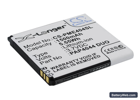Prestigio MultiPhone 4044 Duo Replacement Battery, 3.7V, 1500mAh, Li-ion 2