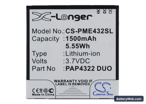 Prestigio MultiPhone 4322 Duo Replacement Battery, 3.7V, 1500mAh, Li-ion 1
