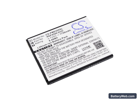 Prestigio MultiPhone 4500 Duo Replacement Battery, 3.7V, 1750mAh, Li-ion 1