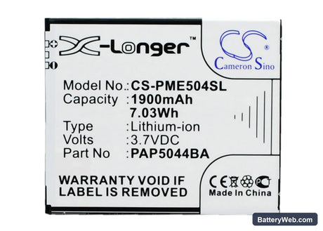 Prestigio MultiPhone 5044 Duo Replacement Battery, 3.7V, 1900mAh, Li-ion 1