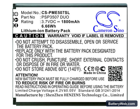 Prestigio PSP3507 DUO Replacement Battery, 3.7V, 1800mAh, Li-ion 1