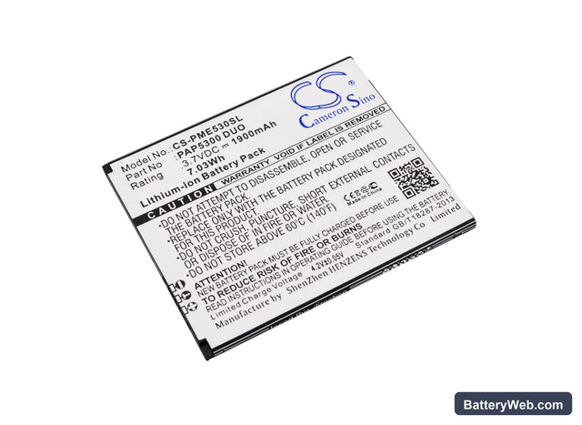 Prestigio MultiPhone 5300 Duo Replacement Battery, 3.7V, 1900mAh, Li-ion 1