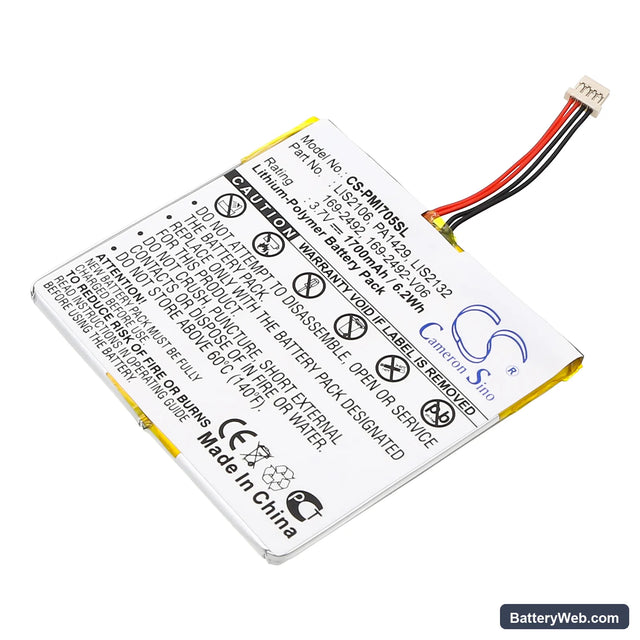 Palm i705 Replacement Battery, 3.7V, 1700mAh, Li-Polymer 1