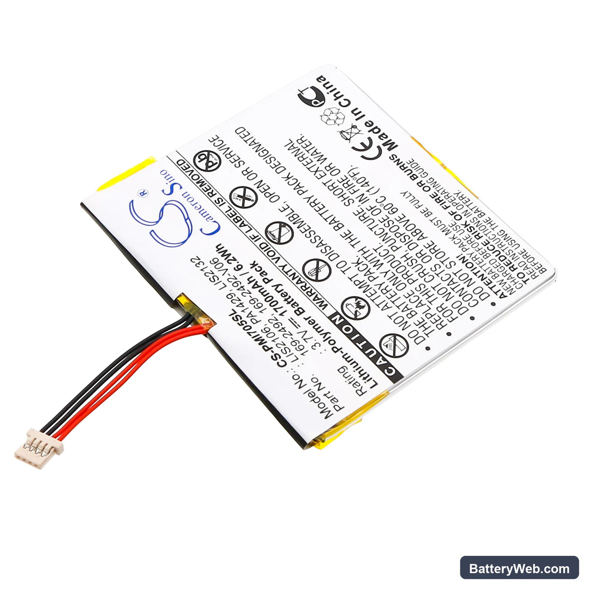 Palm i705 Replacement Battery, 3.7V, 1700mAh, Li-Polymer 2