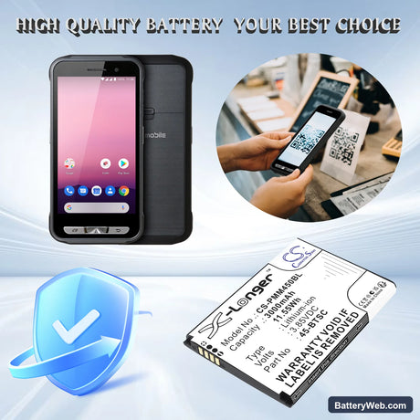 Point Mobile PM45 Replacement Battery, 3.85V, 3000mAh, Li-ion 4
