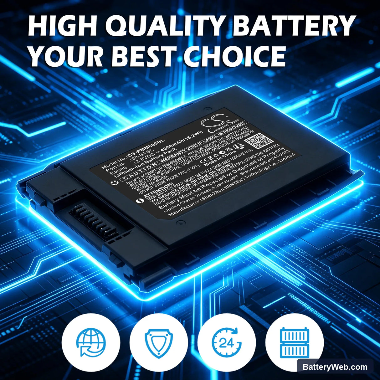 Point Mobile PM86 Replacement Battery, 3.8V, 4000mAh, Li-ion 7