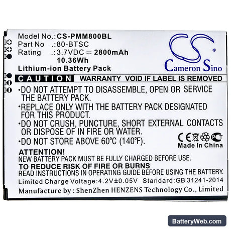 Point Mobile PM80 Replacement Battery, 3.7V, 2800mAh, Li-ion 3
