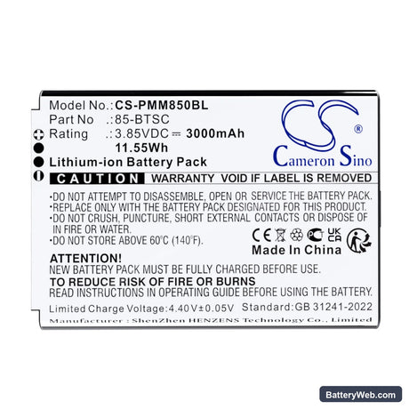 Point Mobile PM85 Replacement Battery, 3.85V, 3000mAh, Li-ion 5
