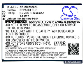 Prestigio MultiPhone 5504 DUO Replacement Battery, 3.7V, 1750mAh, Li-ion 1