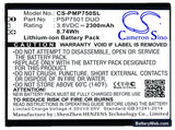 Prestigio PSP7501 DUO Replacement Battery, 3.8V, 2300mAh, Li-ion 1