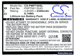 Prestigio PSP7501 DUO Replacement Battery, 3.8V, 2300mAh, Li-ion 1