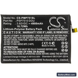 Prestigio PSP7510 DOU Replacement Battery, 3.82V, 4900mAh, Li-Polymer 3