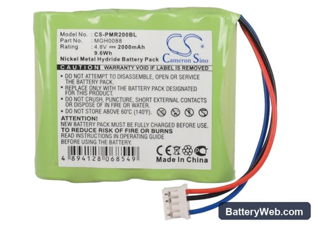 TOPCARD PMR200 Replacement Battery, 4.8V, 2000mAh, Ni-MH 6