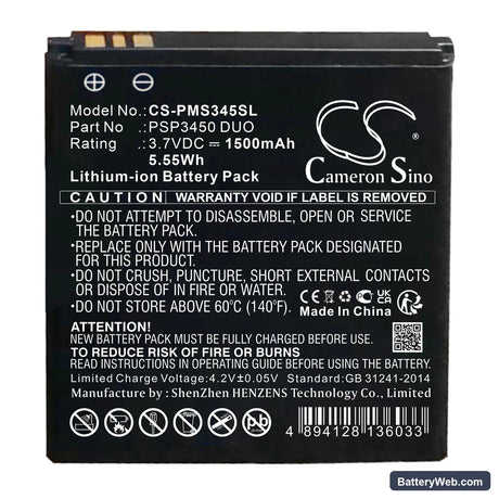 Prestigio PSP3450 DUO Replacement Battery, 3.7V, 1500mAh, Li-ion 1
