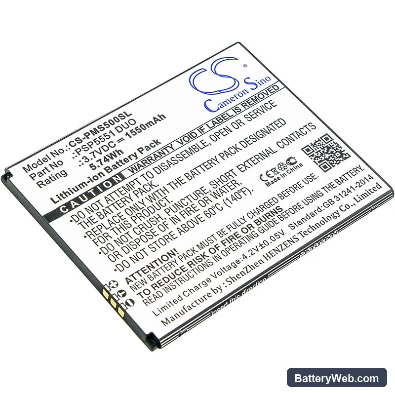 Prestigio Grace S5 Replacement Battery, 3.7V, 1550mAh, Li-ion 1