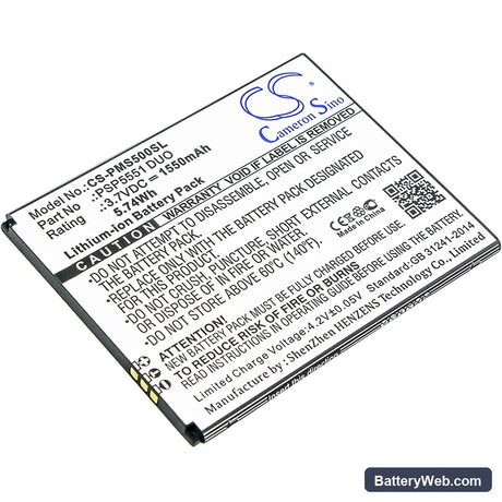 Prestigio Grace S5 Replacement Battery, 3.7V, 1550mAh, Li-ion 1