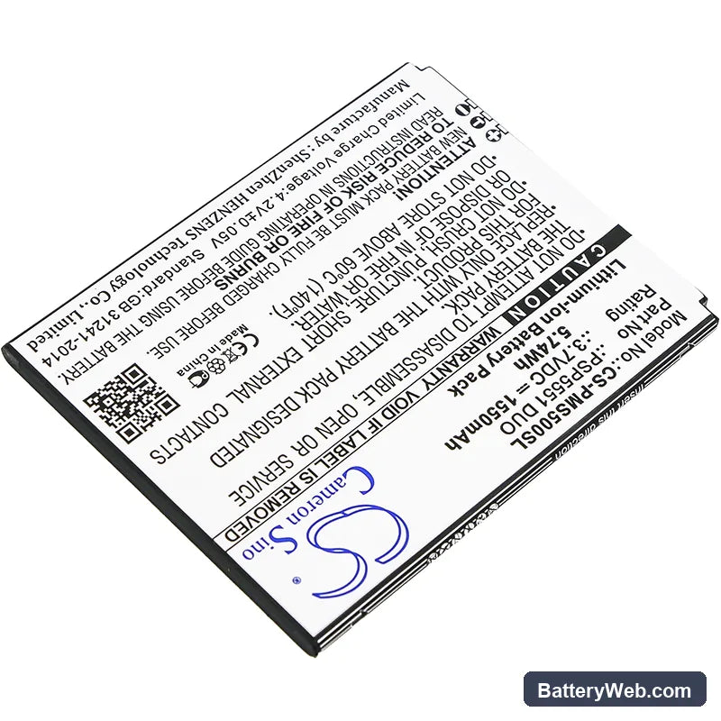 Prestigio Grace S5 Replacement Battery, 3.7V, 1550mAh, Li-ion 2