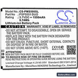 Prestigio Grace S5 Replacement Battery, 3.7V, 1550mAh, Li-ion 3