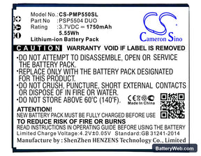 Prestigio MultiPhone 5505 DUO Replacement Battery, 3.7V, 1800mAh, Li-ion 1