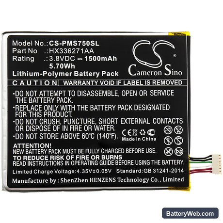 Prestigio PSP7505DUO Replacement Battery, 3.8V, 1500mAh, Li-Polymer 3