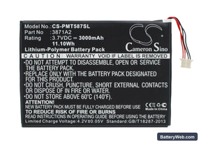 Prestigio Multipad 7.0 Ultra Duo Replacement Battery, 3.7V, 3000mAh, Li-Polymer 1