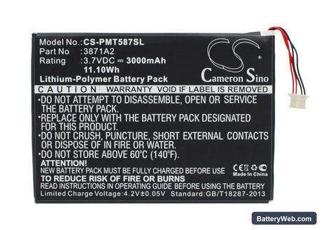 Prestigio Multipad 7.0 Ultra Duo Replacement Battery, 3.7V, 3000mAh, Li-Polymer 1