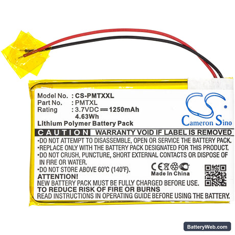 Palm Tungsten TX Replacement Battery, 3.7V, 1250mAh, Li-Polymer 3