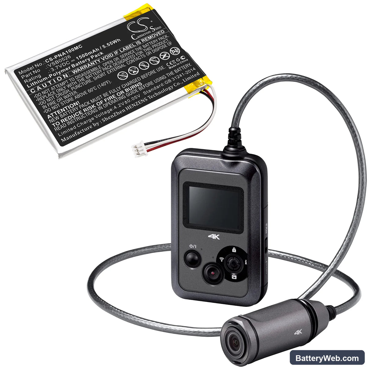 Panasonic HX-A100 Replacement Battery, 3.7V, 1500mAh, Li-Polymer 6