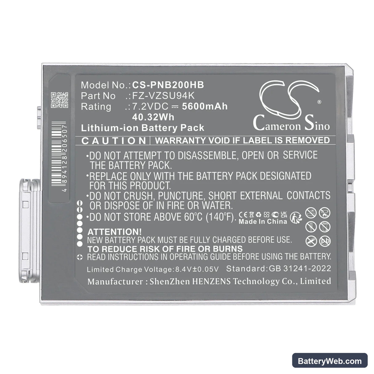 Panasonic Toughpad FZ-M1 Replacement Battery, 7.2V, 5600mAh, Li-ion 5