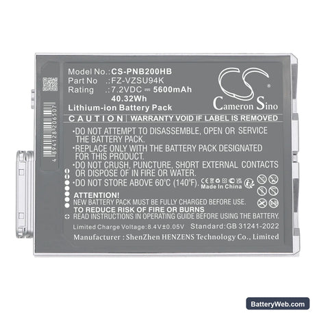 Panasonic Toughpad FZ-M1 Replacement Battery, 7.2V, 5600mAh, Li-ion 5