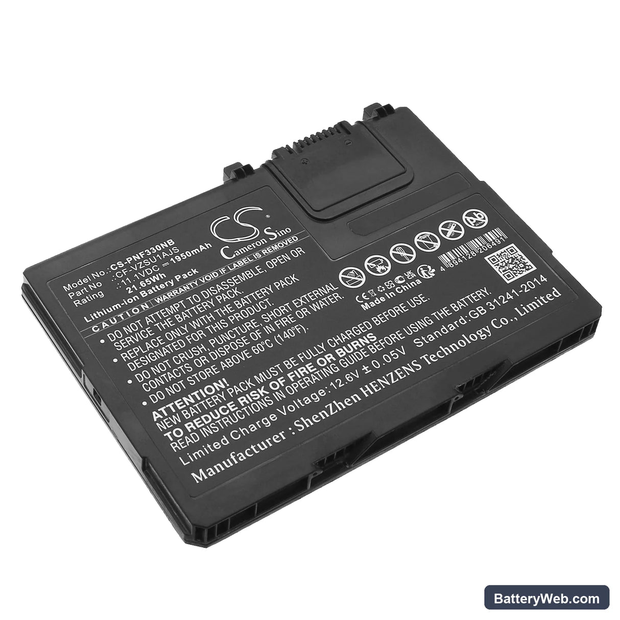 Panasonic Toughbook CF-33LEHFAT3 Replacement Battery, 11.1V, 1950mAh, Li-ion 1