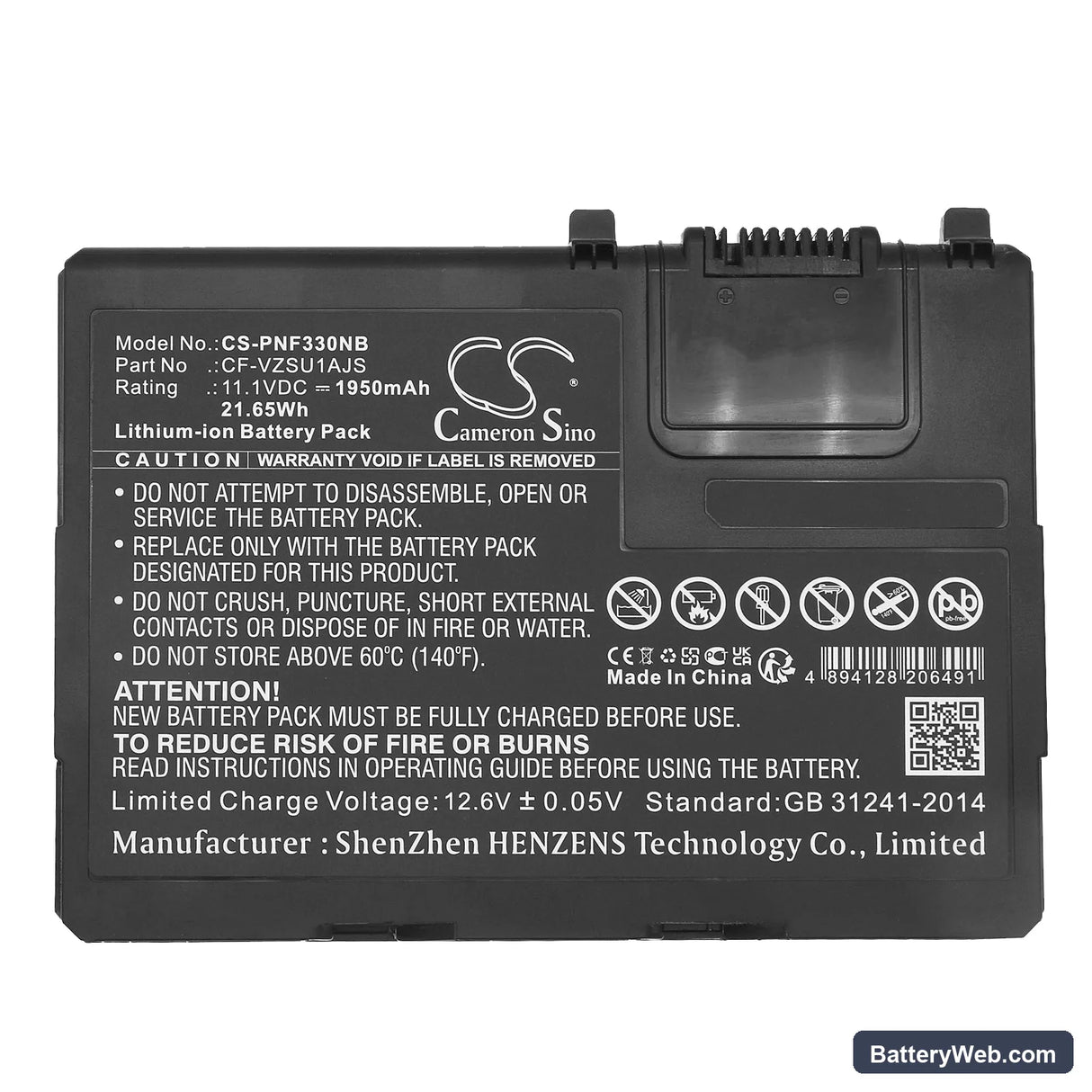 Panasonic Toughbook CF-33LEHFAT3 Replacement Battery, 11.1V, 1950mAh, Li-ion 5