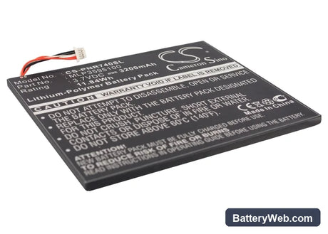 Pandigital Novel Tablet Color Replacement Battery, 3.7V, 3200mAh, Li-Polymer 1