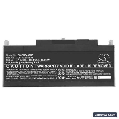 Panasonic CF-RZ4 Replacement Battery, 7.6V, 4850mAh, Li-Polymer 5