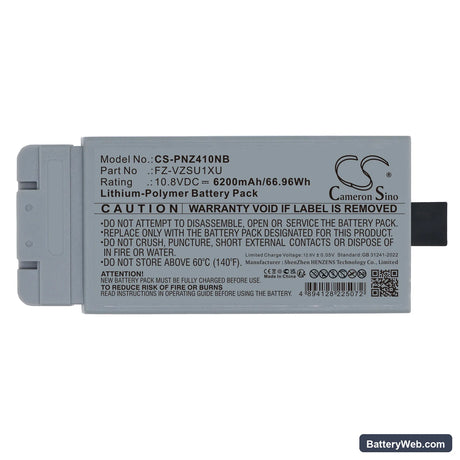 Panasonic FZ-40ABAACAJ Replacement Battery, 10.8V, 6200mAh, Li-Polymer 5