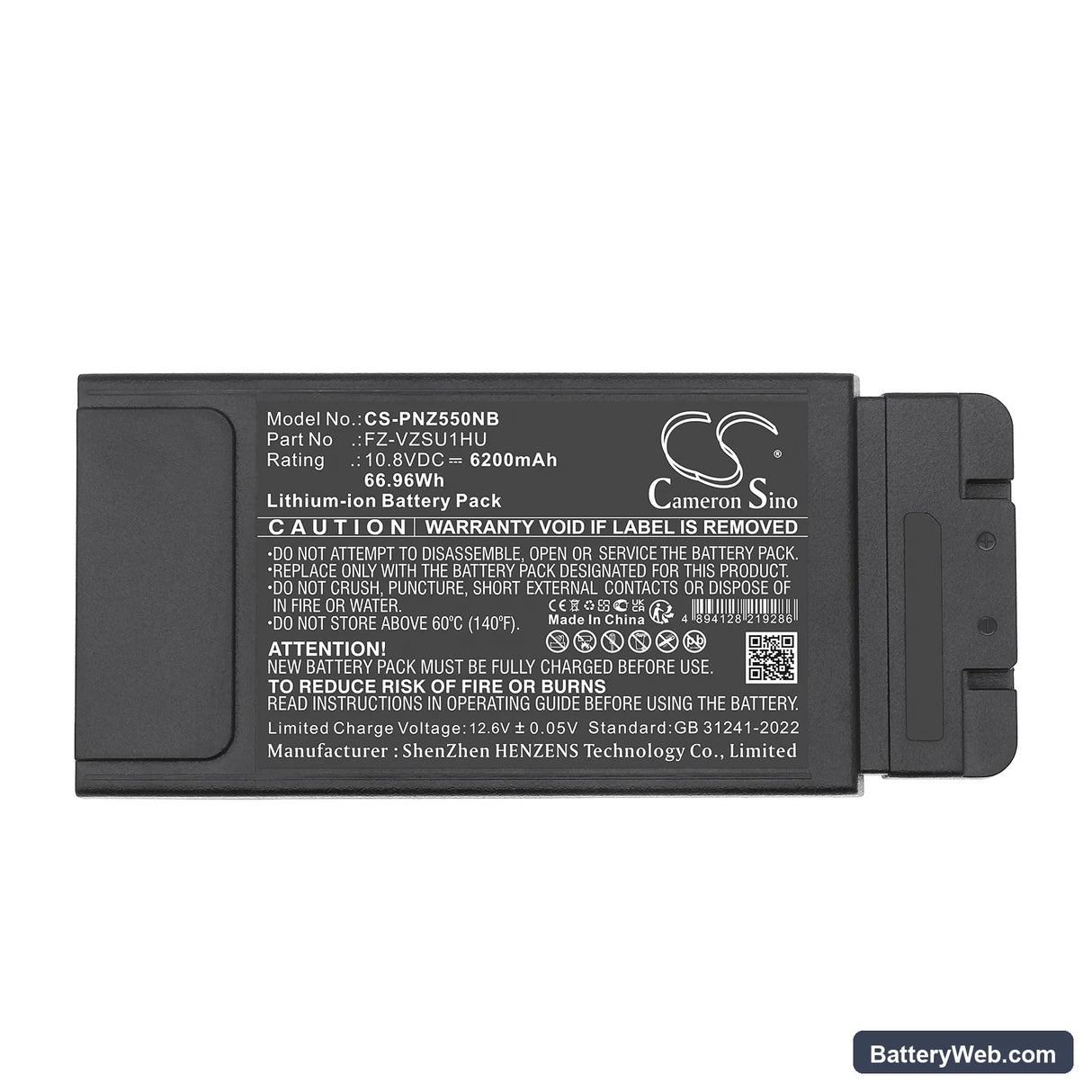 Panasonic FZ-55A Replacement Battery, 10.8V, 6200mAh, Li-ion 5