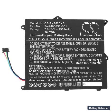 Panasonic CF-XZ6 Replacement Battery, 7.6V, 3500mAh, Li-Polymer 3
