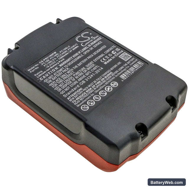 Porter Cable PC18CS Replacement Battery, 18V, 1500mAh, Li-ion 1