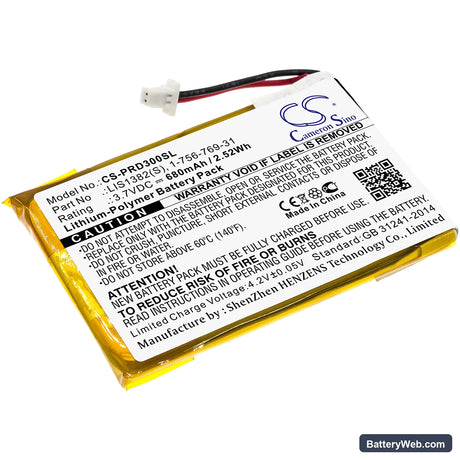 Sony PRS-300 Replacement Battery, 3.7V, 680mAh, Li-Polymer 1
