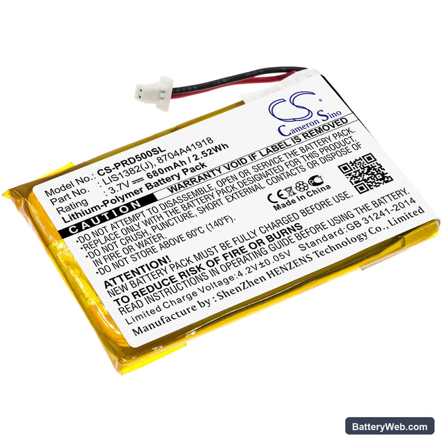Sony Portable Reader PRS-500 Replacement Battery, 3.7V, 680mAh, Li-Polymer 1