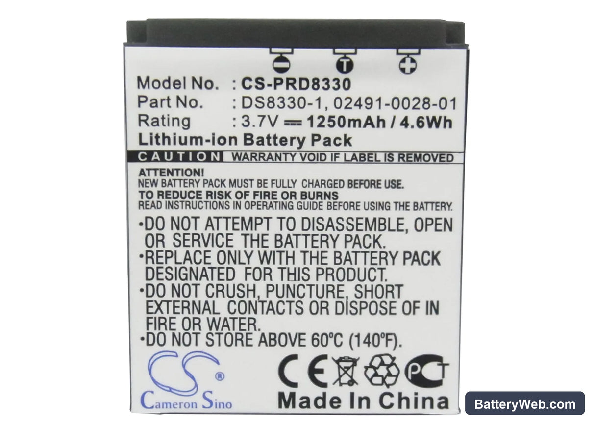 Rollei Prego 8330 Replacement Battery, 3.7V, 1250mAh, Li-ion 5