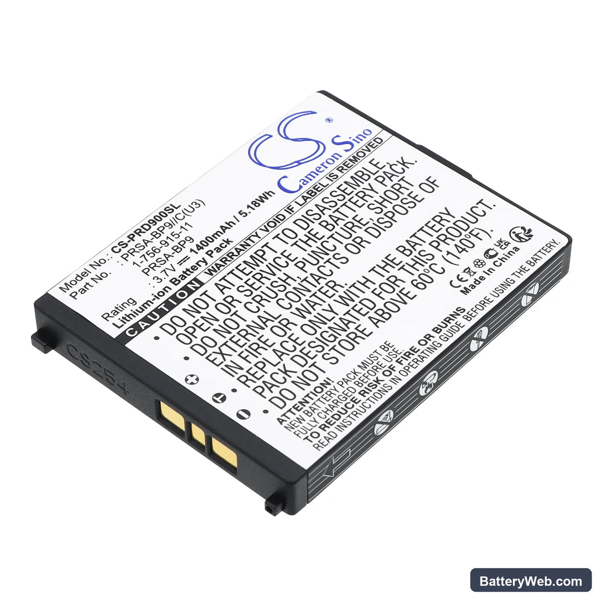 Sony Portable Reader PRS-900 Replacement Battery, 3.7V, 1400mAh, Li-ion 1