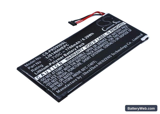 Sony PRS-950 Replacement Battery, 3.7V, 1700mAh, Li-Polymer 1