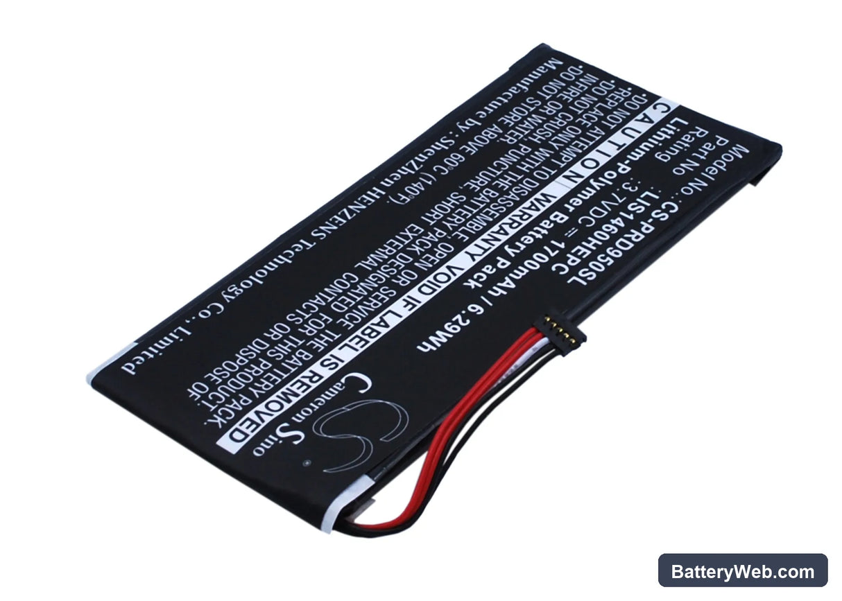 Sony PRS-950 Replacement Battery, 3.7V, 1700mAh, Li-Polymer 2