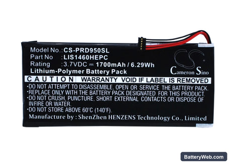 Sony PRS-950 Replacement Battery, 3.7V, 1700mAh, Li-Polymer 5