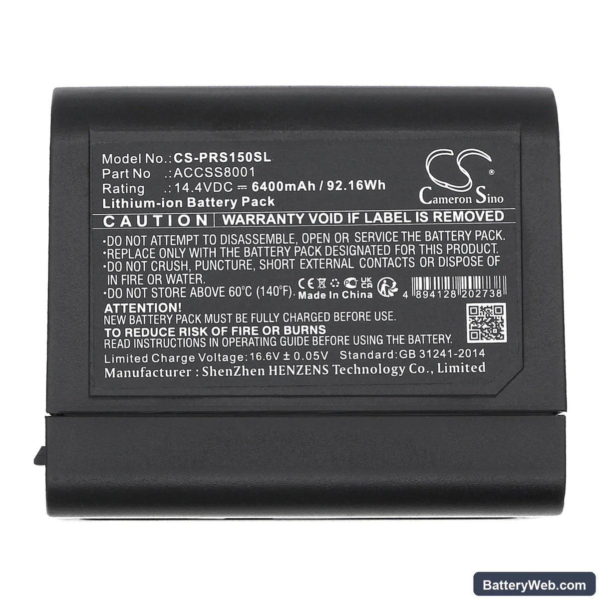 FARO 3D Laser Scanner Replacement Battery, 14.4V, 6400mAh, Li-ion 5