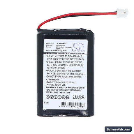 Palm Visor Prism Replacement Battery, 3.7V, 1600mAh, Li-ion 3